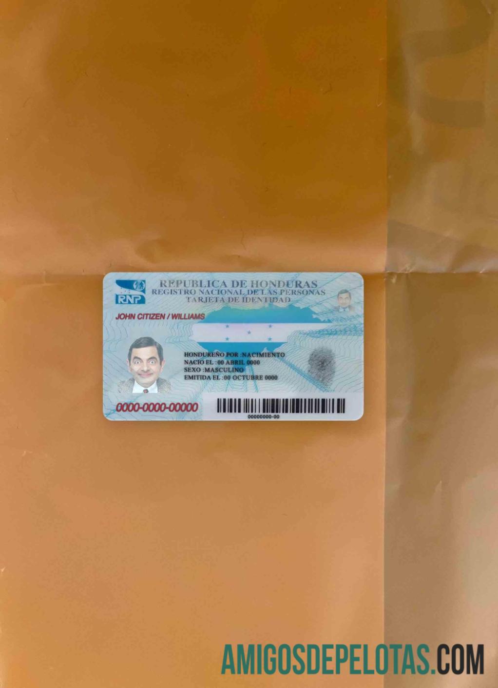 Honduras Id olhar de foto frente amostra